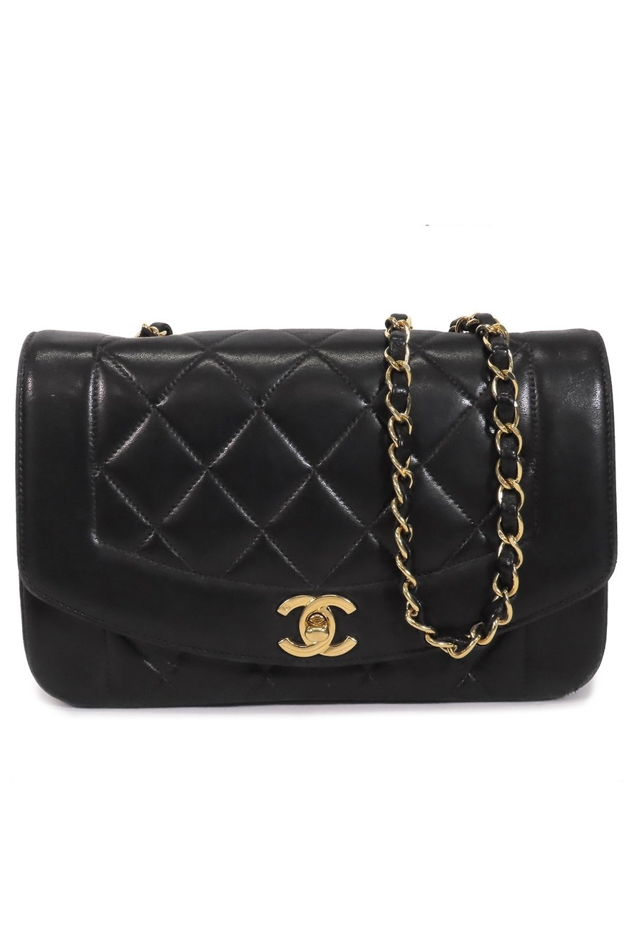 Chanel Chain Black Gold Lambskin Diana Shoulder Bag